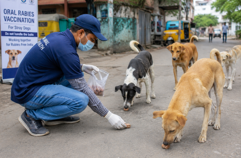Oral Rabies Vaccination in India programme targeting stray dogs for rabies control