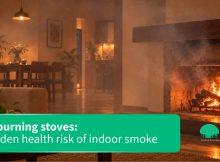 Wood-burning stoves releasing indoor smoke and exposing household occupants to air pollution