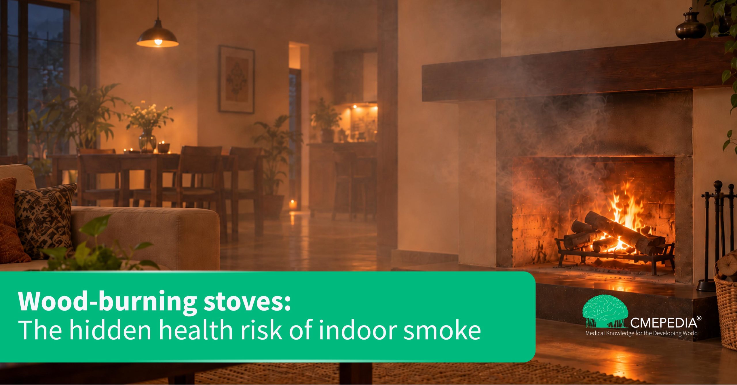 Wood-burning stoves releasing indoor smoke and exposing household occupants to air pollution